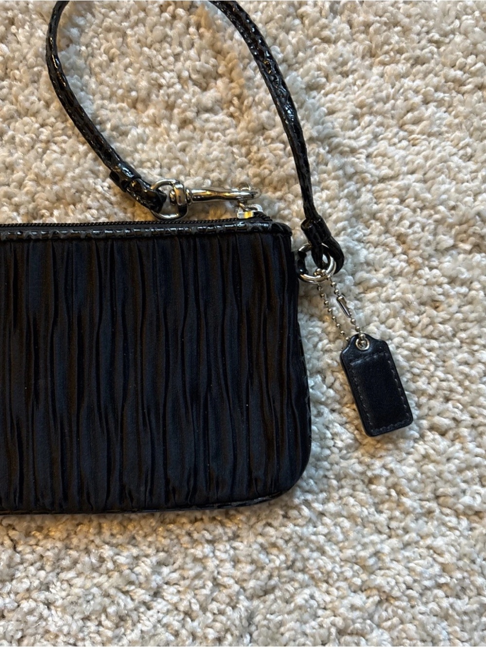 Coach Black Satin   Pleated Wristlet with Gold Accents - Picture 6 of 8